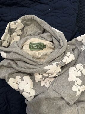 Denim Tears Men's Gray Floral Lightweight Hoodie Jacket